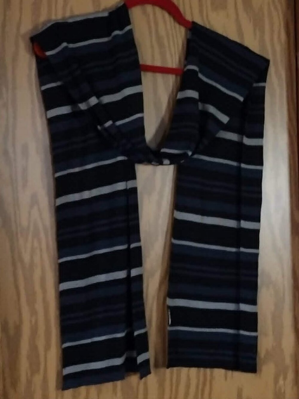 78" x 10" scarf - Blue Black Gray Horizontal Stripes